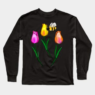 Bee themed gifts for women men and kids spring tulips flowers bumble bee - save the bees T-Shirt Long Sleeve T-Shirt